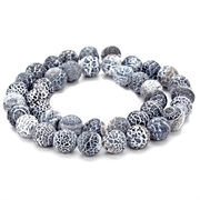 Agat perler. Dragon veins. Sort/grå. Mat. 10 mm.